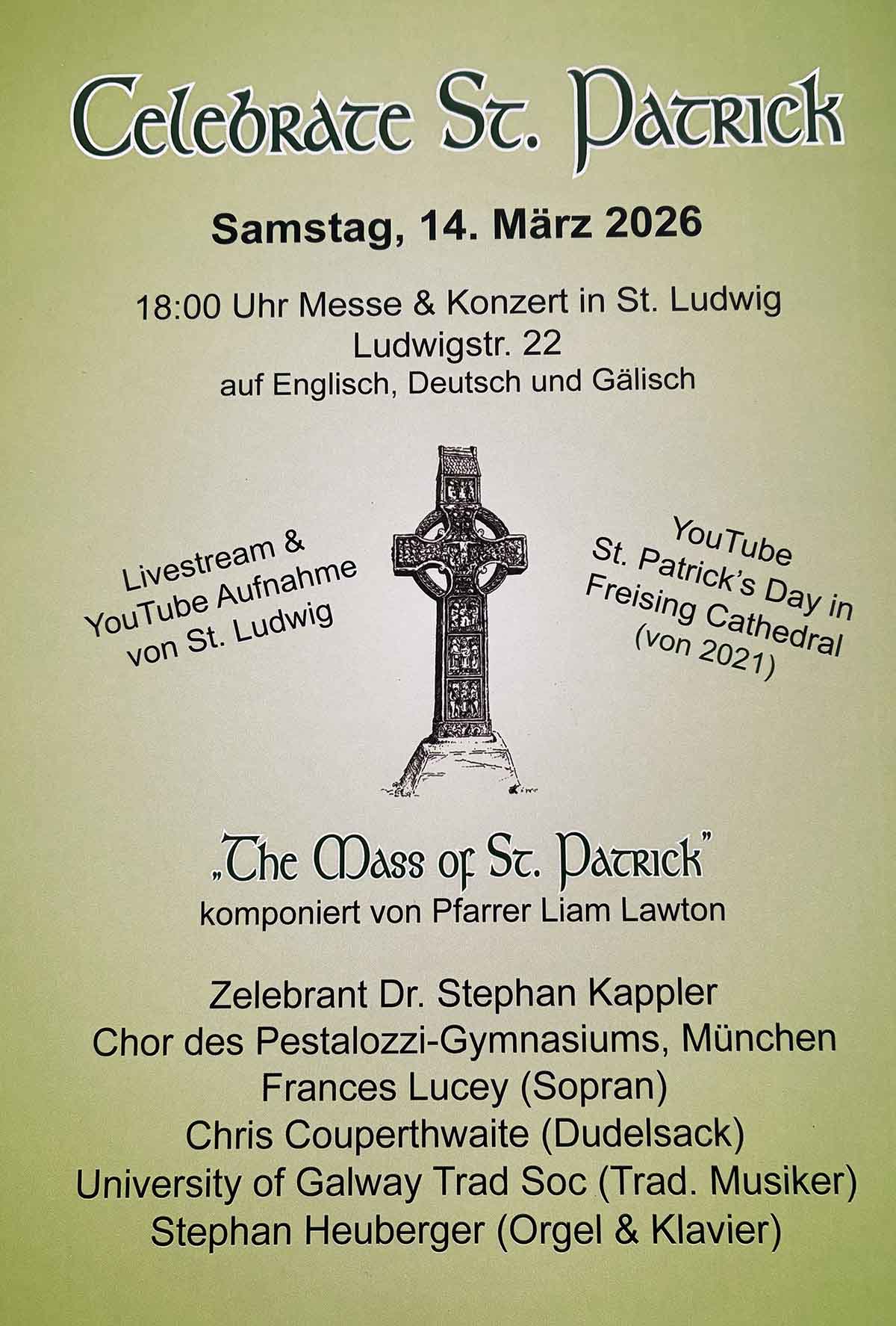 Messe zum St. Patrick Day - 14. März 2026 in St. Ludwig