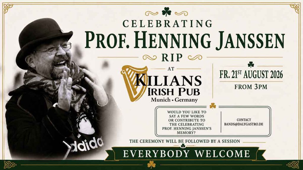 Gedenkfeier für Henning Janssen - 21.08.2026 Kilians Irish Pub